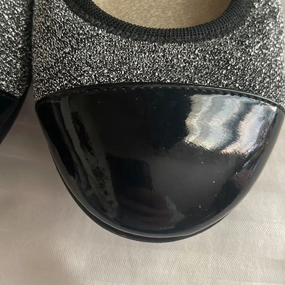 Jimmy Choo Metallic‎ Black Winnie Cap Toe Scrunch Ballet Flats 35.5 US 5.5 - Picture 6 of 10